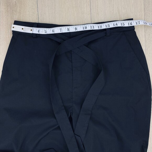 Halston Black Lace Hem Wide Leg Cropped Pants Sz M - Picture 7 of 12